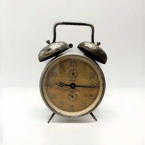 Vintage Kienzle Olympic Super Alarm Clock WWII Era German Dual Bell W‎ Handle